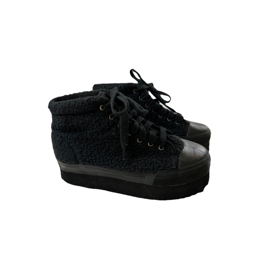 Sideout Sister Co. Volatile Vtg Black Platform Frisco Faux Shearling Womens Sz8